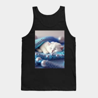 White British Shorthair Cat With Pearls Tank Top